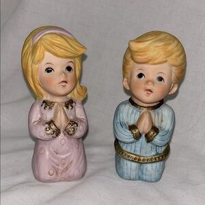 Vintage Praying Boy and Girl Figurines